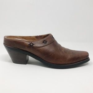 Ariat Distressed Brown Leather Western Desert Star Mules Clogs Boots Shoes 8